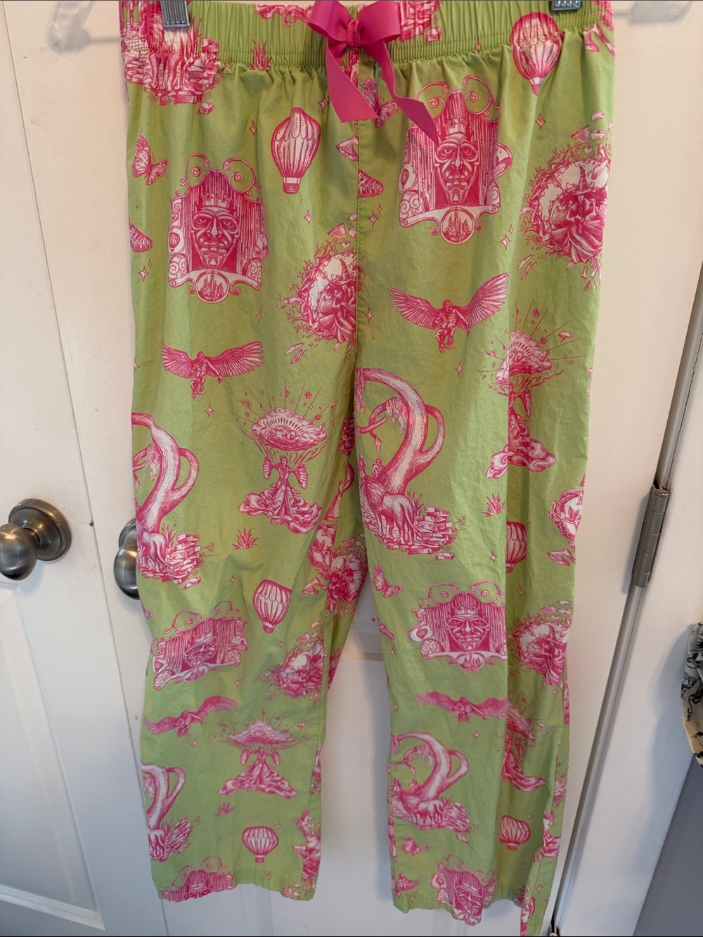 Wicked Girls Green & Pink Printed Pajama Pants with Drawstring